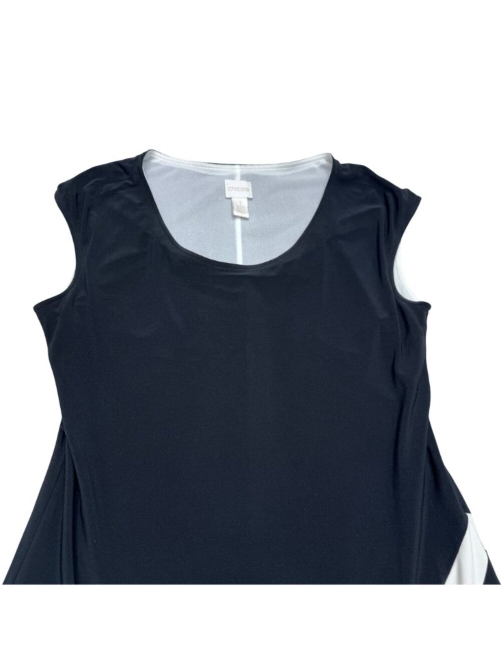 Chico's Women's Sleeveless Maxi Dress Black & White Colorblock, Size 1 (US M) - Picture 3 of 9
